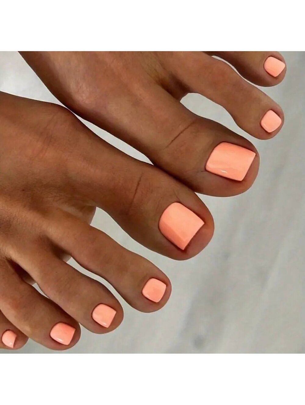 New - 24pcs Square Shaped Glossy Orange Reusable Press-On-Toenails